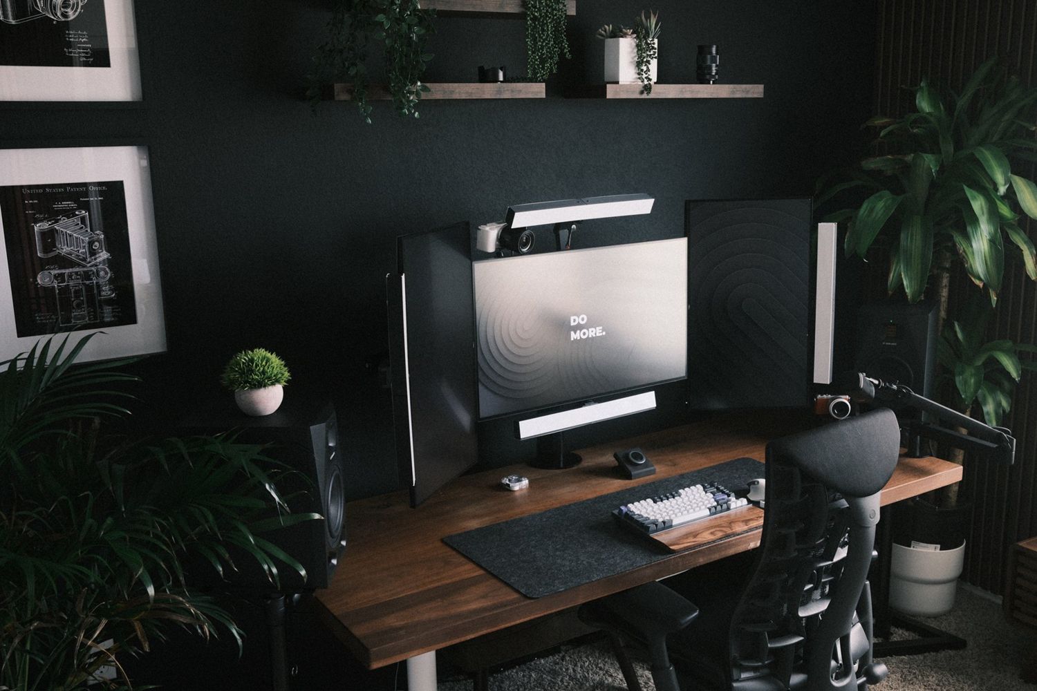 Calibra AI desk light, finished desk setup