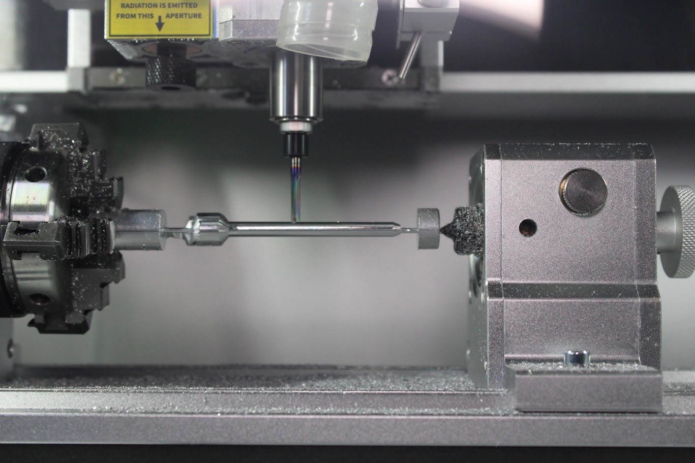 Carvera desktop CNC turning a shaft on its rotary axis