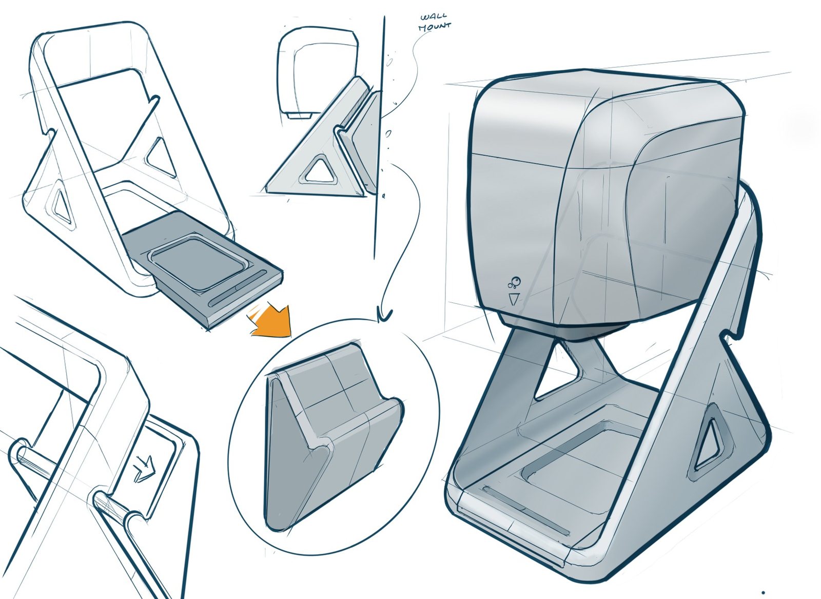 Eco Soapr soap shredder, concept sketches